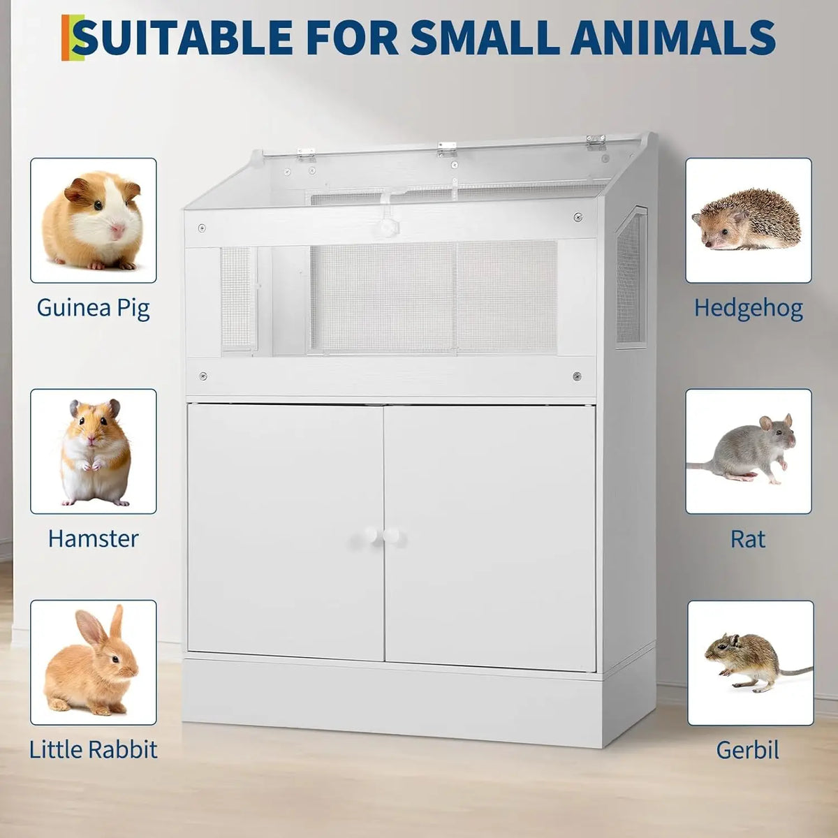 HiMISS Acrylic Small Animal Cage With Storage Cabinet For Pets