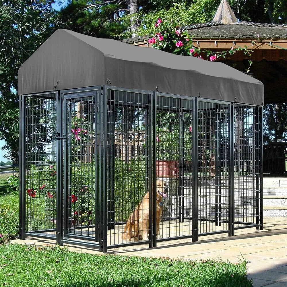 BORWART Heavy Duty Metal Dog Kennel With Covered Playpen