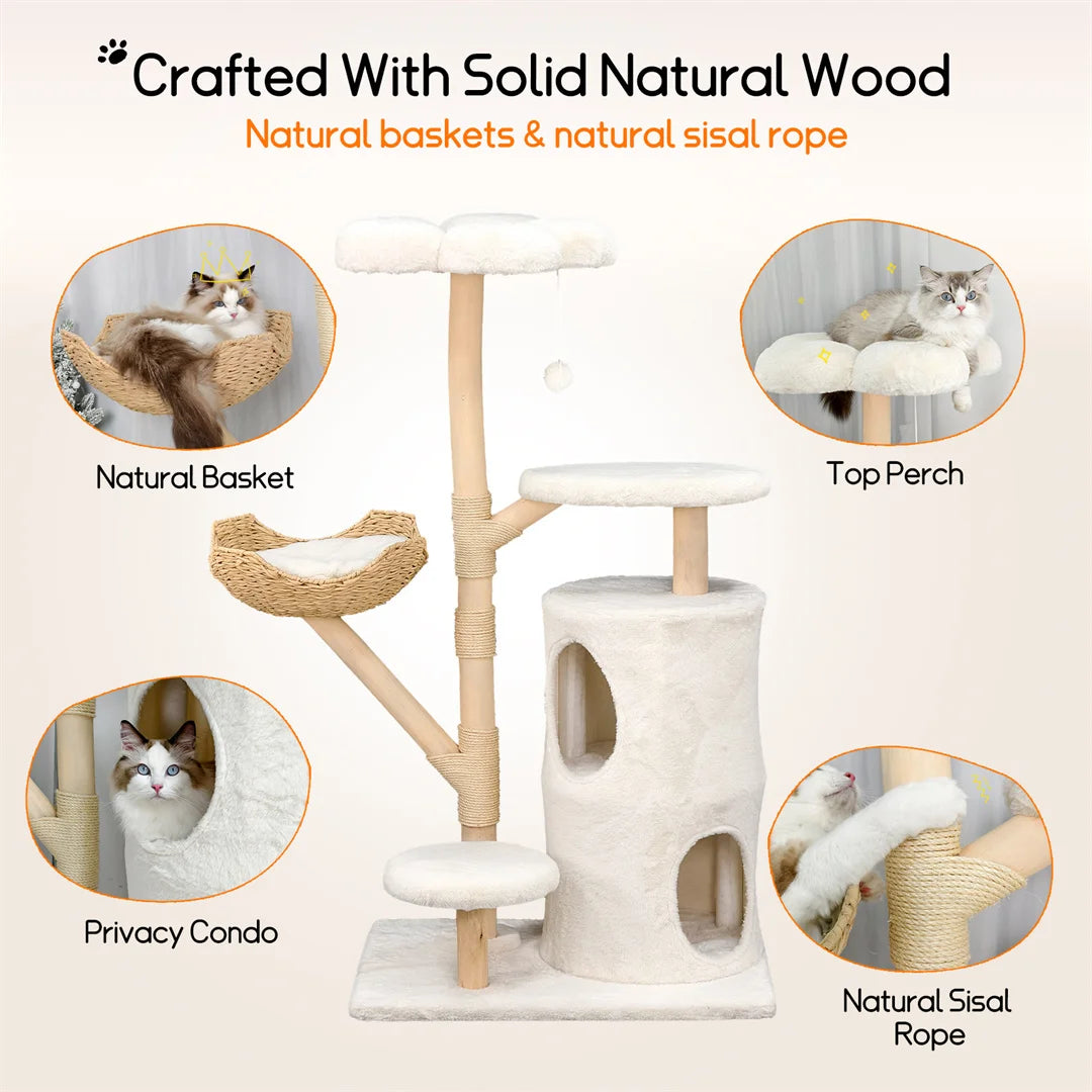 BINGOPAW Multi Level Cat Tree With Hideaways And Scratching Posts