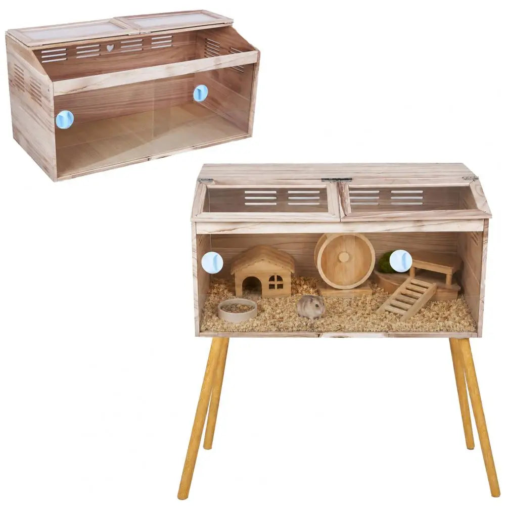 Wooden Hamster Cage With Legs And Lockable Ventilated Design