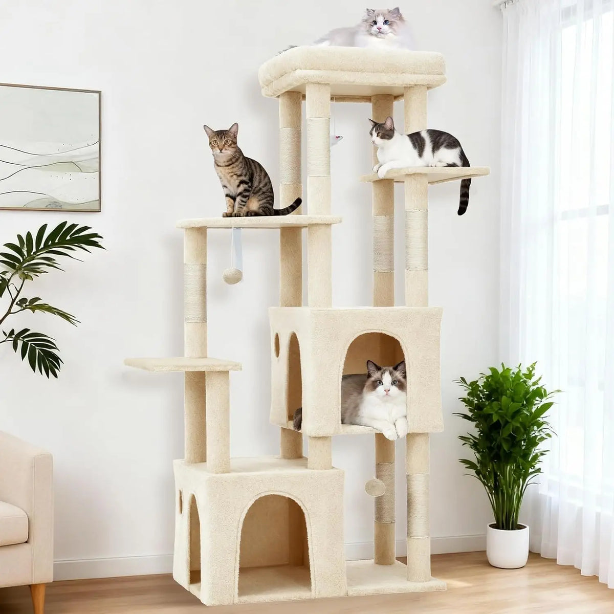Multi Level Cat Tree With Scratching Posts Condos And Toys