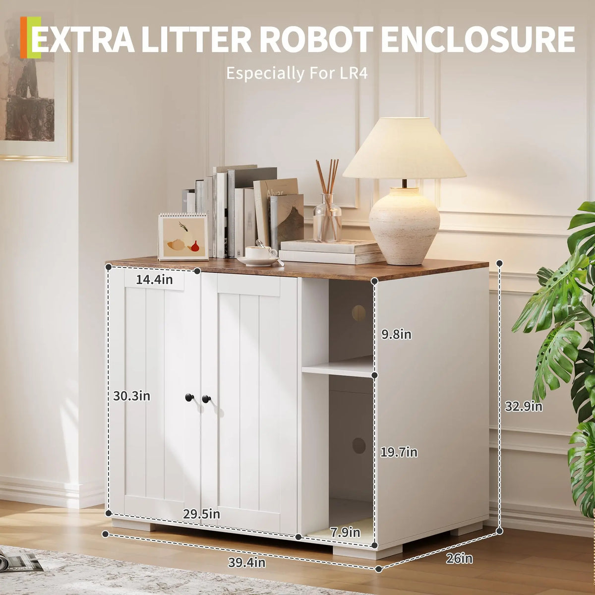 HiMISS Dog Proof Cat Litter Robot Enclosure With Power Outlet