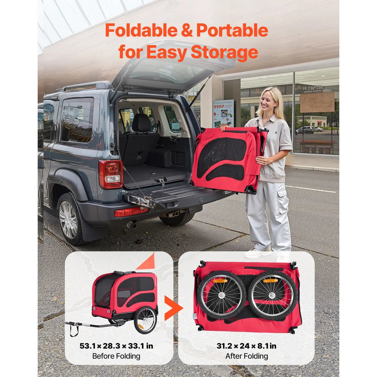 Premium Folding Dog Bike Trailer For Secure Pet Leisure Rides