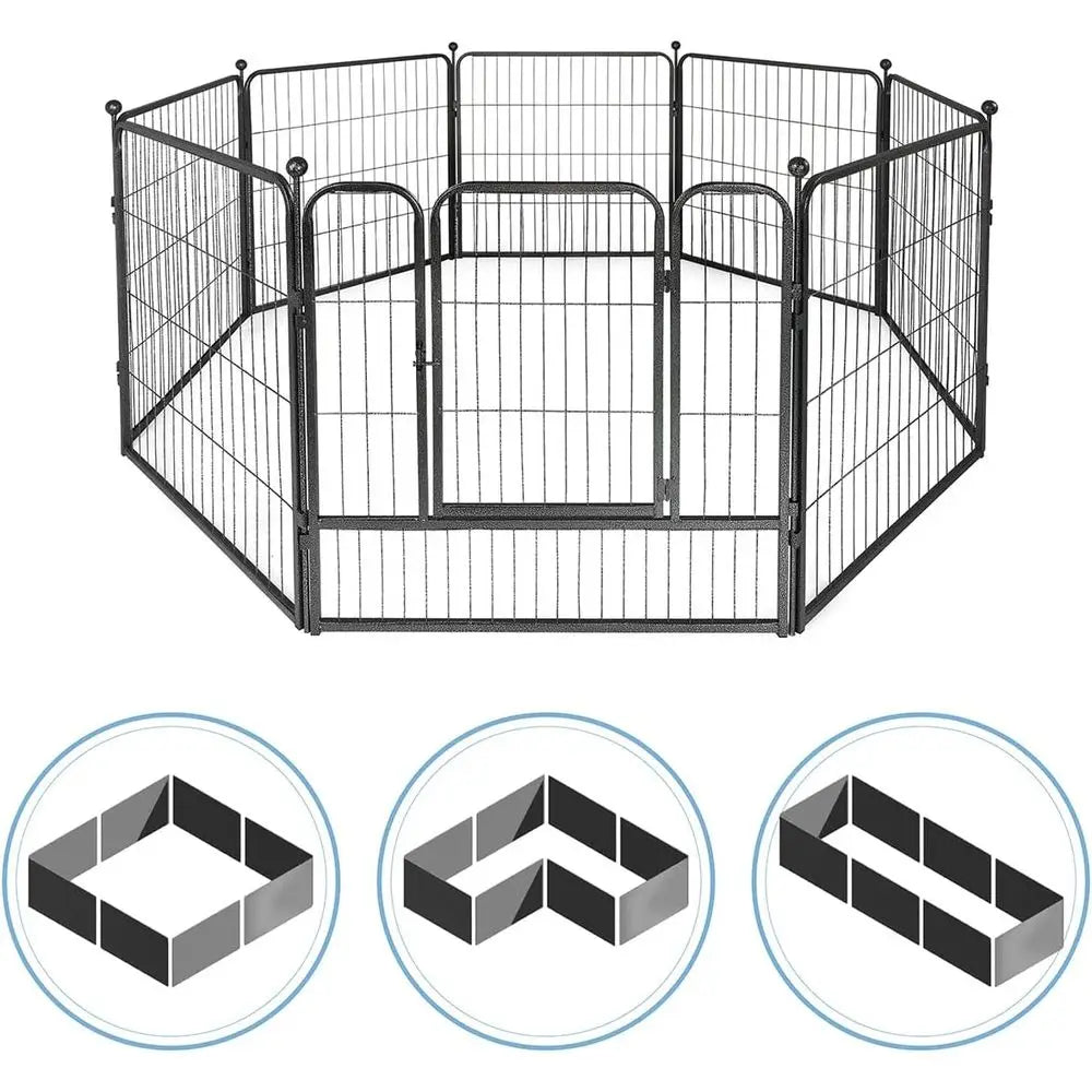oldable Outdoor/Indoor Pet Playpen with Gate, Available in 24"/32"/40" Height Metal Portable Kennel, Heavy-Duty Exercise ence Ca