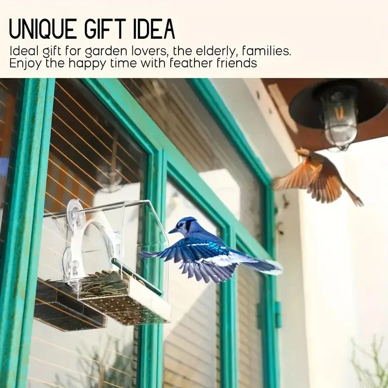 Transparent Acrylic Window Bird Feeder With Strong Suction Cups