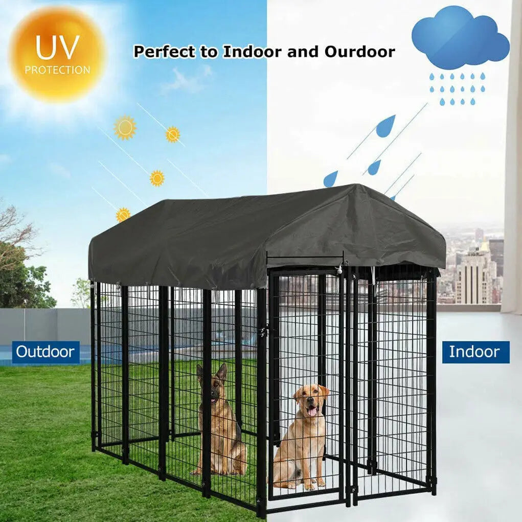 Outdoor Dog Kennel Enclosure With Roof And Playpen