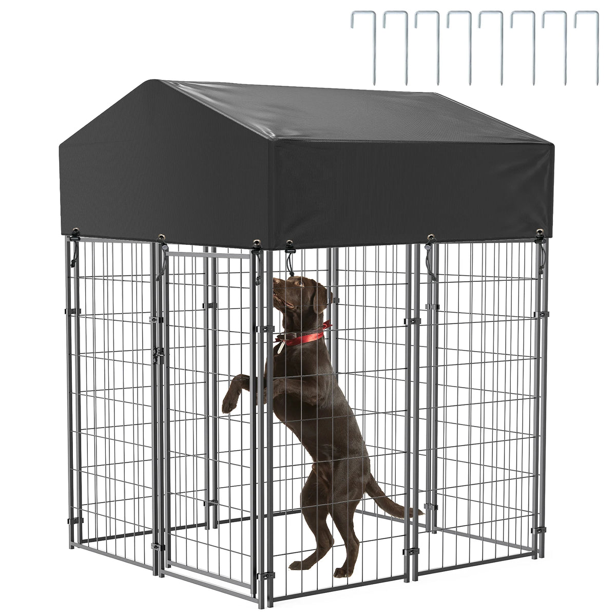 BINGOPAW Outdoor Dog Kennel With Welded Wire Run And Cover