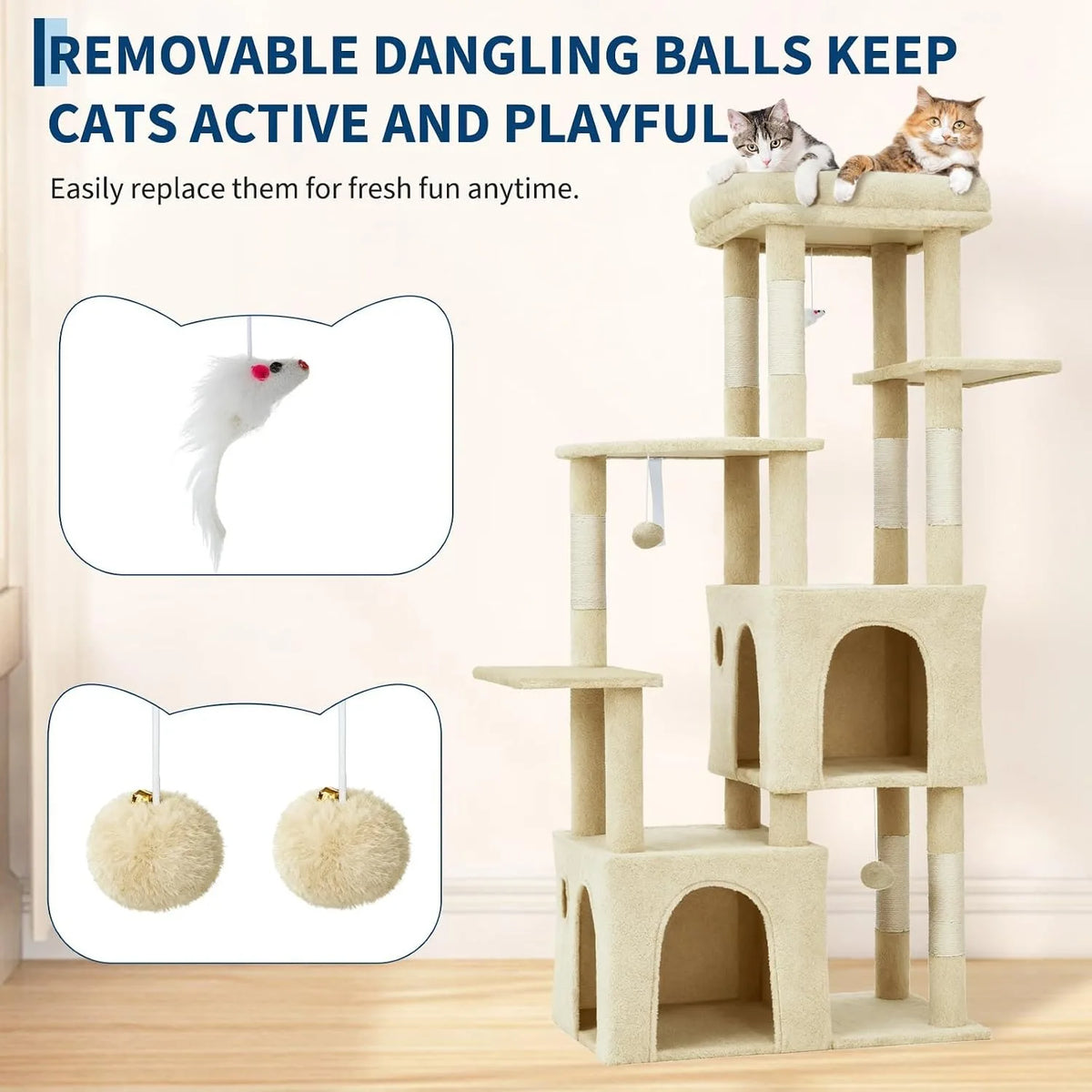 Multi Level Cat Tree With Scratching Posts Condos And Toys