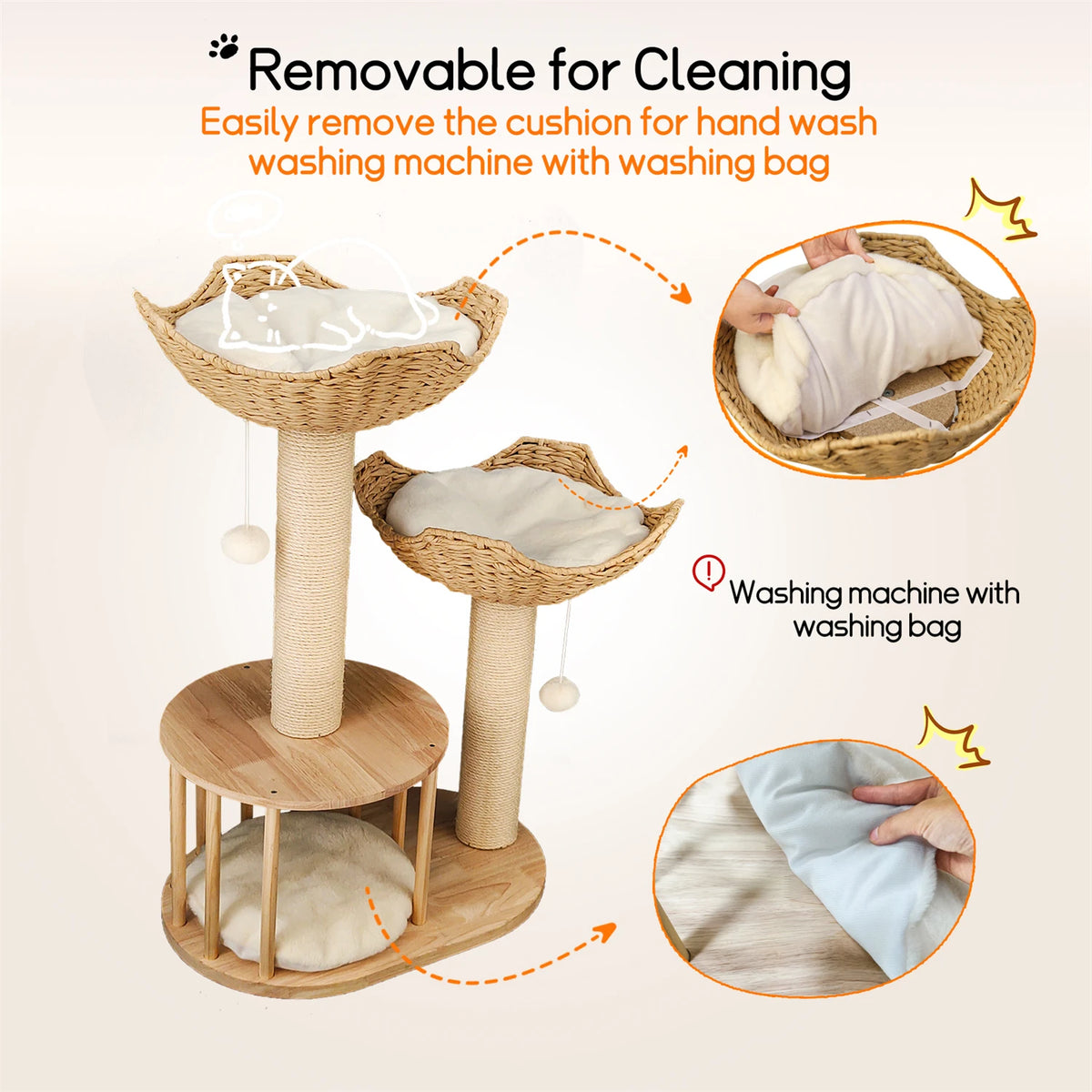 BINGOPAW Cat Tree Tower With Condo And Sisal Scratching Post