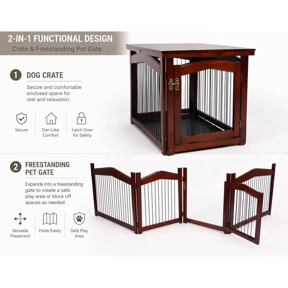 Convertible Wooden Pet Crate And Gate For Flexible Home Use