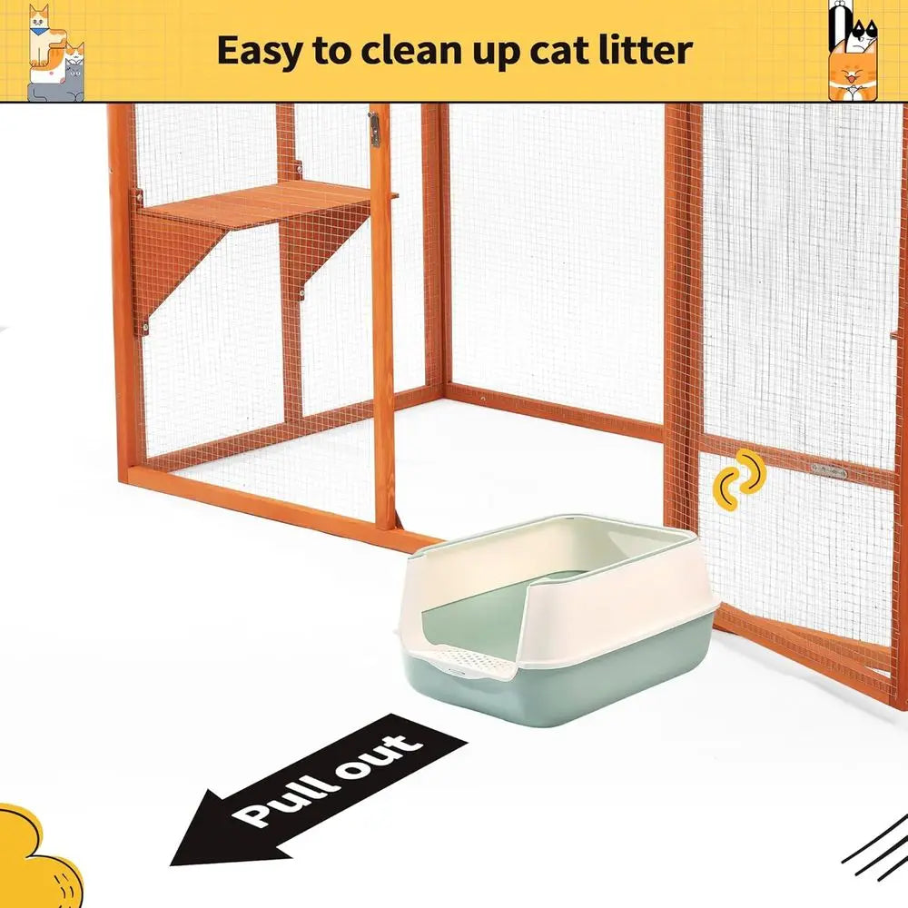 Multi Level Outdoor Catio Enclosure For Secure Pet Cat Recreation