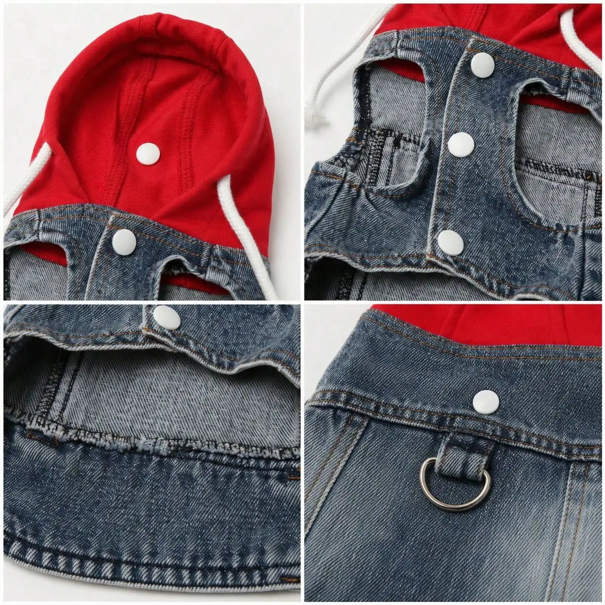 Denim Pet Hoodie Vest With Drawstring For Dogs And Cats