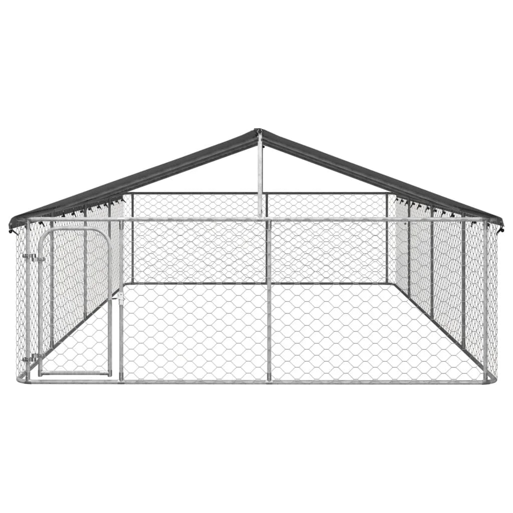 Galvanized Steel Outdoor Dog Kennel with Roof and Secure Fence