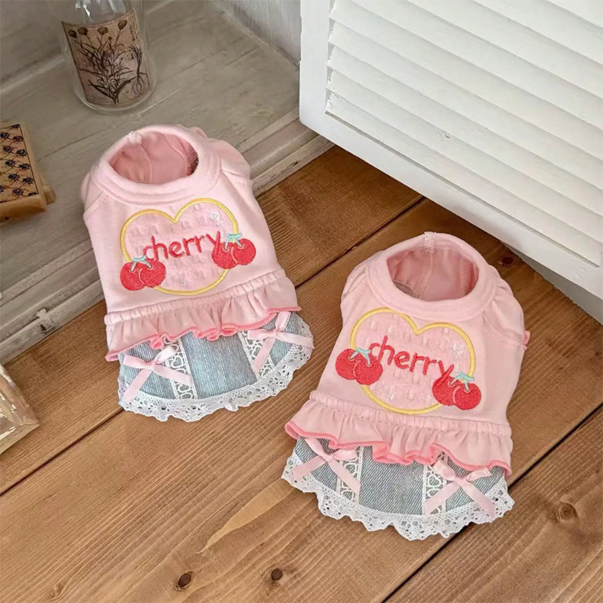 Denim Skirt Vest Outfit for Dogs Spring Outdoor Pet Apparel