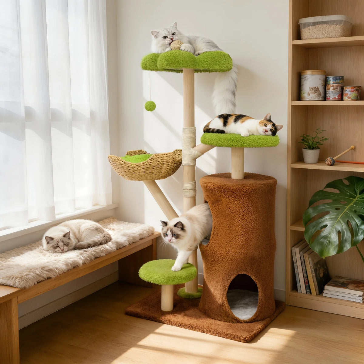 BINGOPAW Multi-Level Cat Tree With Sisal Scratching Posts And Condo
