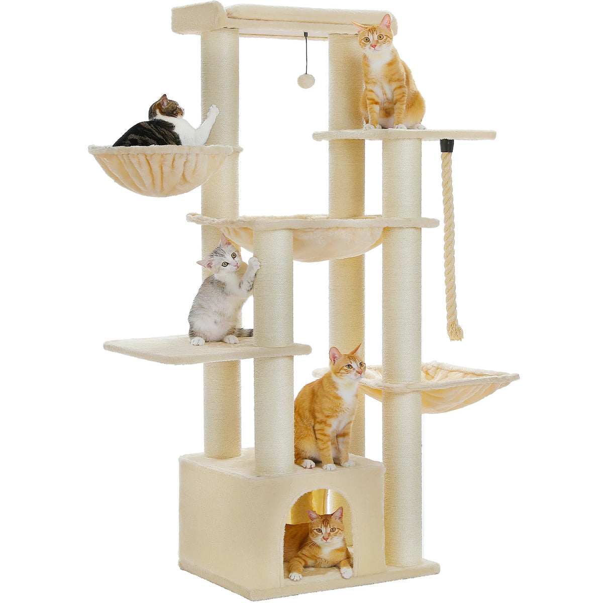 PEQULTI Cat Tree With Condo Hammocks And Scratching Posts