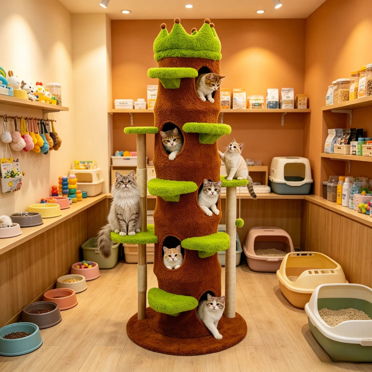 Indoor Cat Tree Tower With Plush Perch Stairs And Condo