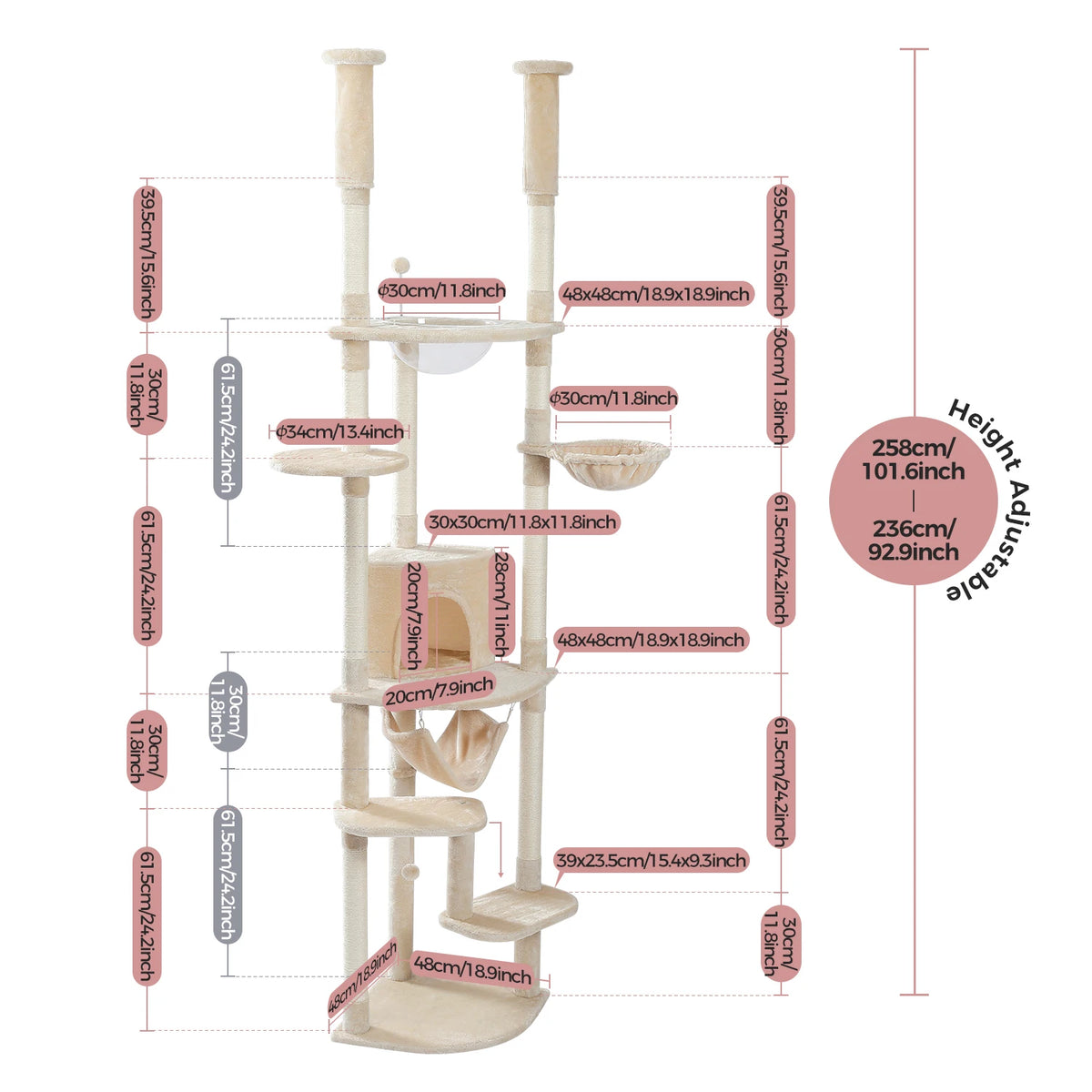 PAWZ Road Multi Level Cat Tree With Scratching Posts Cozy Condo