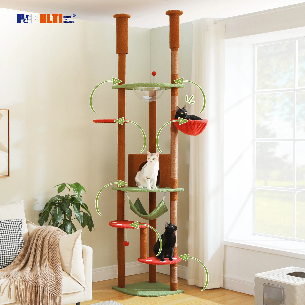 PAWZ Road Multi Level Cat Tree With Scratching Posts Cozy Condo