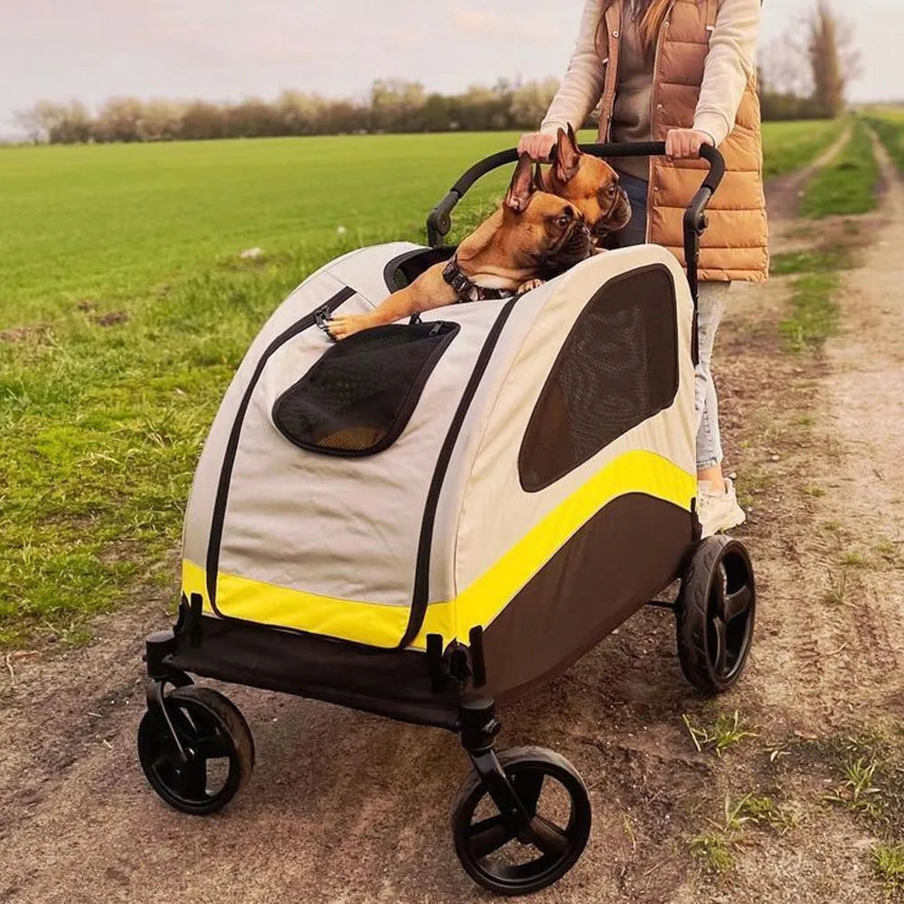 Foldable Four Wheel Pet Dog Stroller Travel Pram Cart