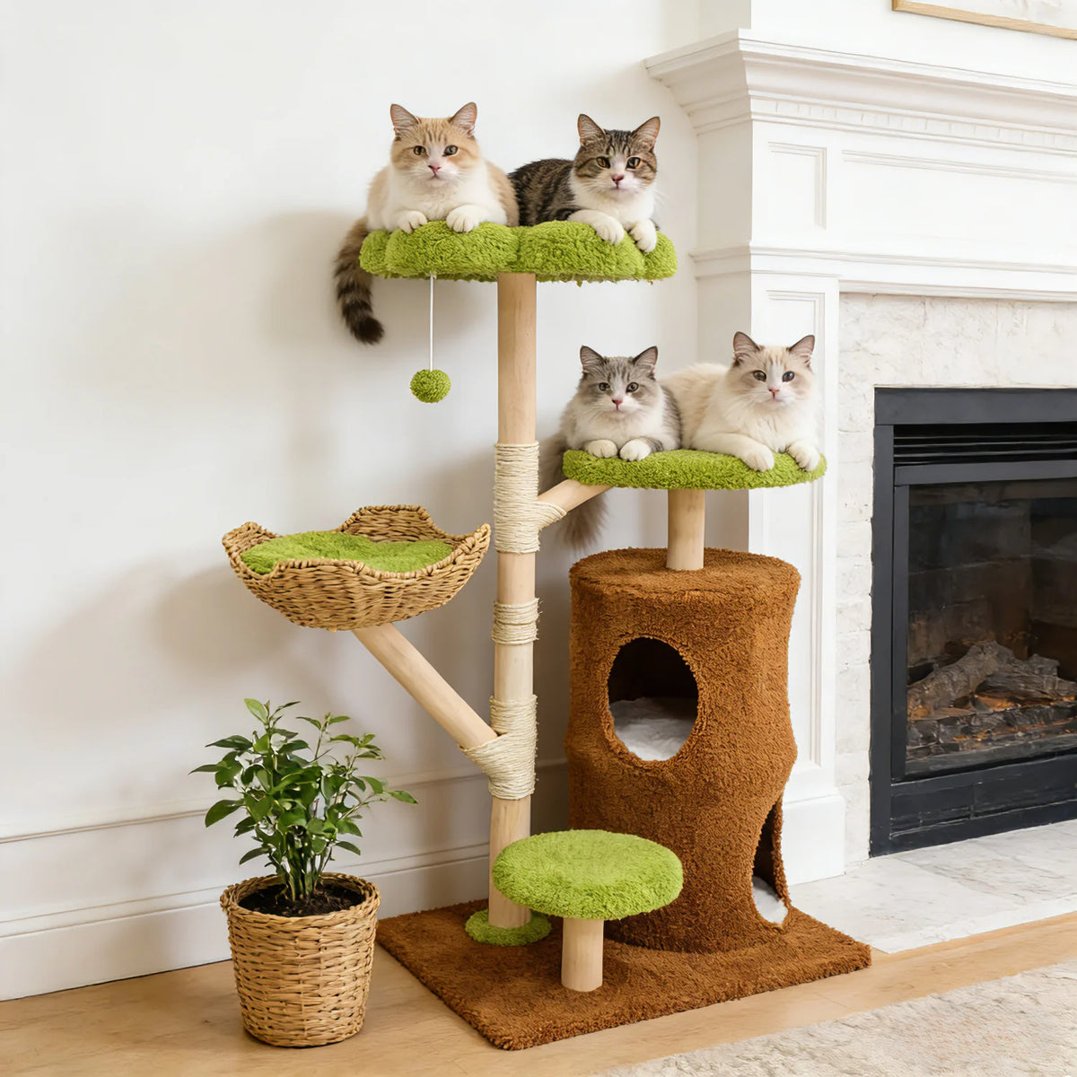 BINGOPAW Multi-Level Cat Tree With Sisal Scratching Posts And Condo