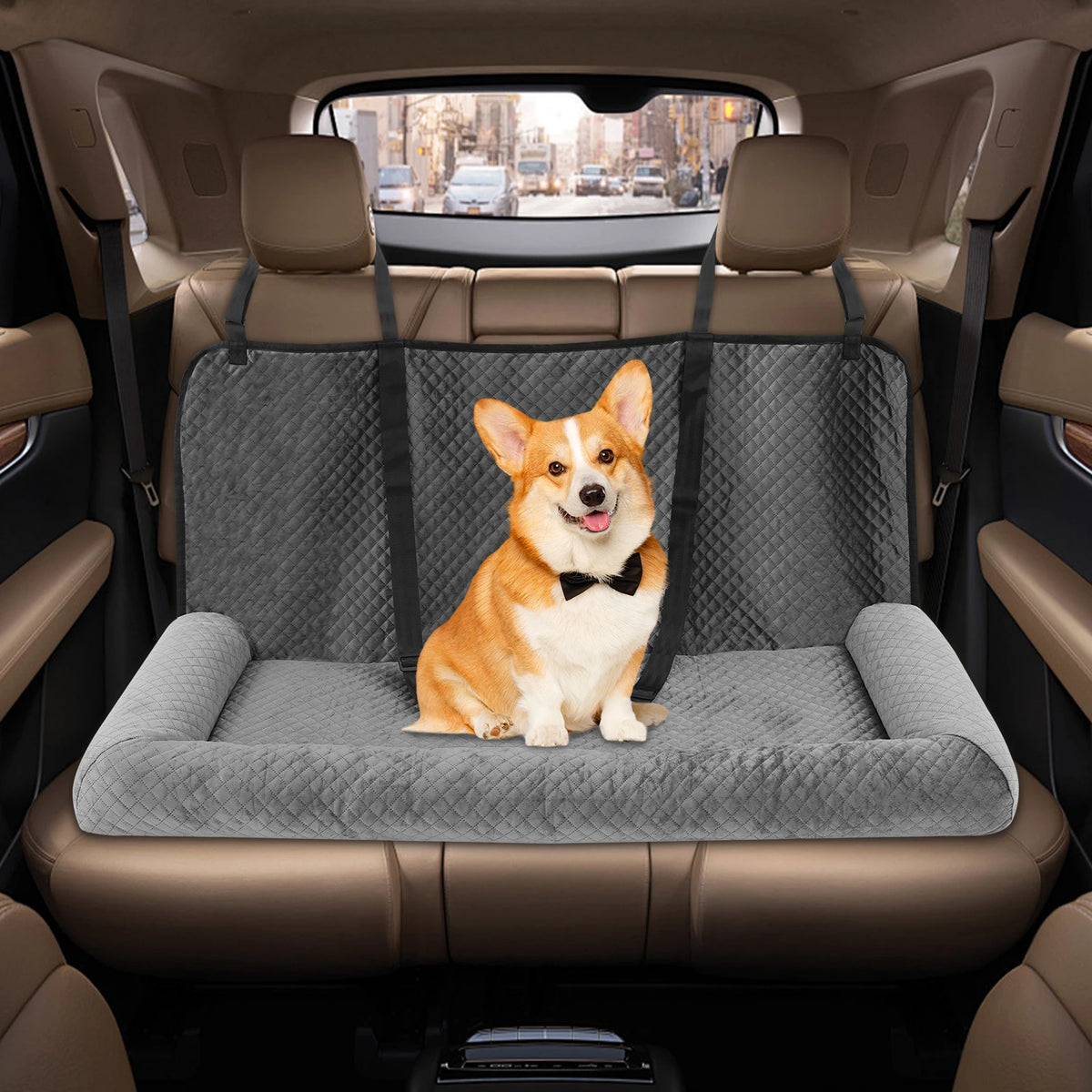 Bymaocar Dog Car Seat Bed With Safety Tethers For Travel