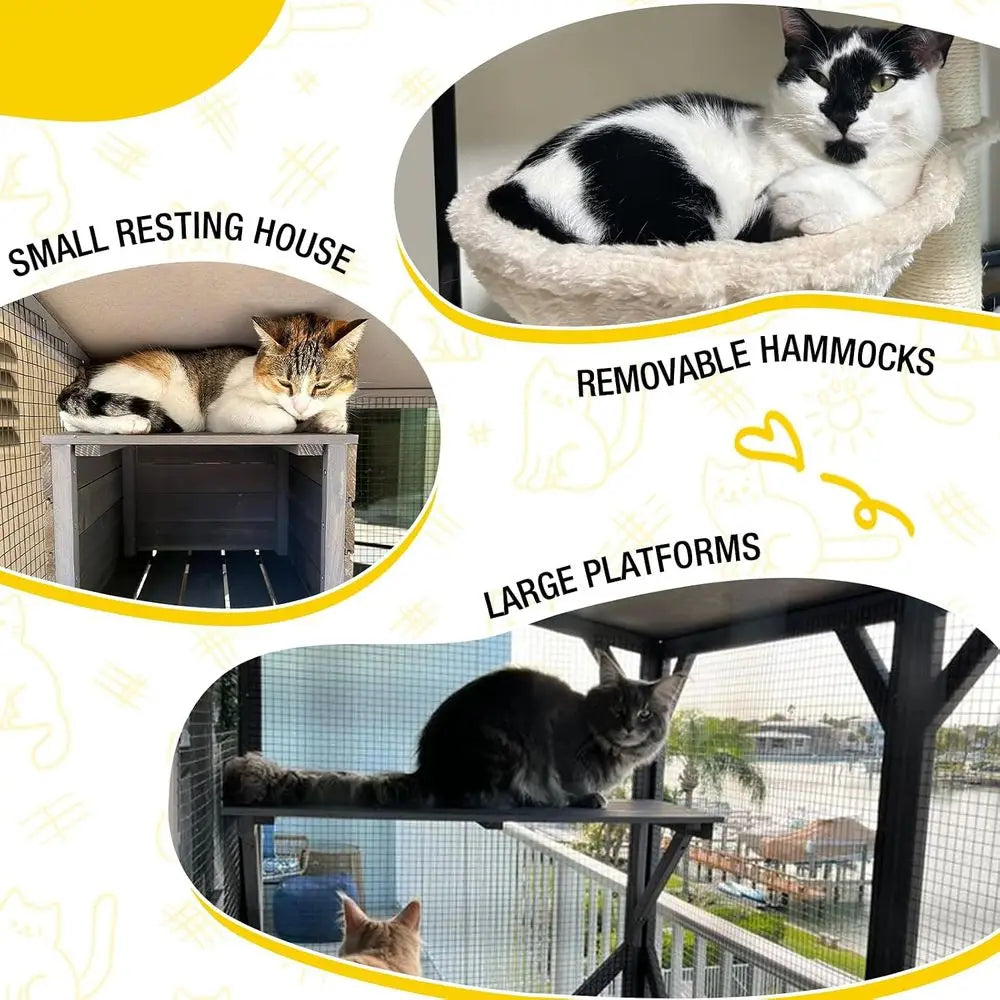 Mobile Cat Catio Enclosure With Wheels And Waterproof Cover