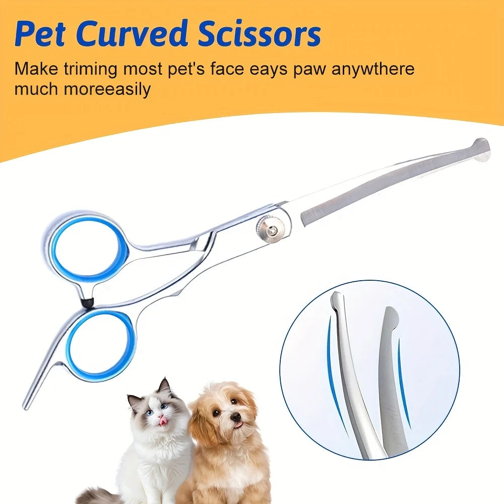 Stainless Steel Pet Grooming Scissors Set With Rounded Safety Tips