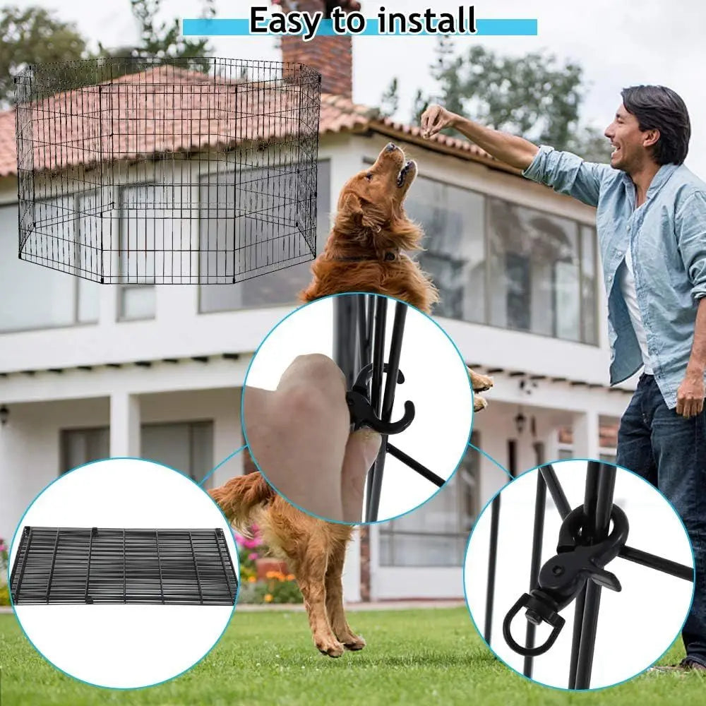 Portable Metal Pet Playpen for Dogs, Puppies and Cats Indoor Outdoor Use
