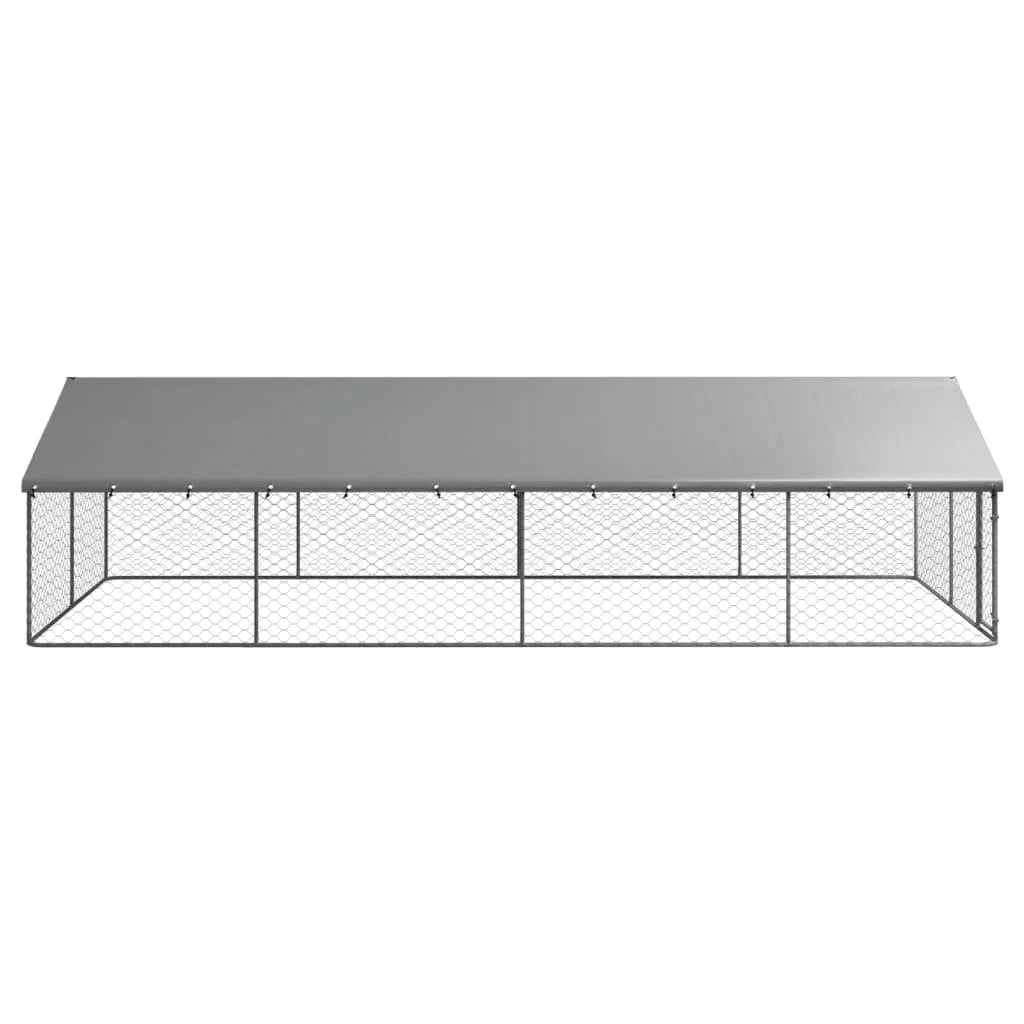 Galvanized Steel Outdoor Dog Kennel with Roof and Secure Fence