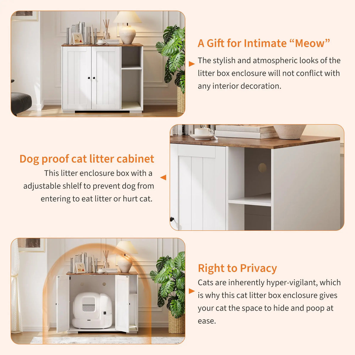 HiMISS Dog Proof Cat Litter Robot Enclosure With Power Outlet