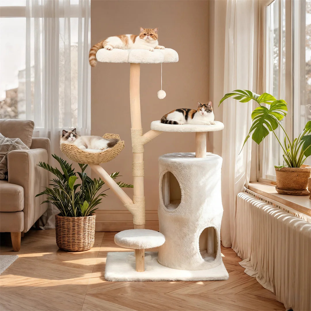 BINGOPAW Multi Level Cat Tree With Hideaways And Scratching Posts