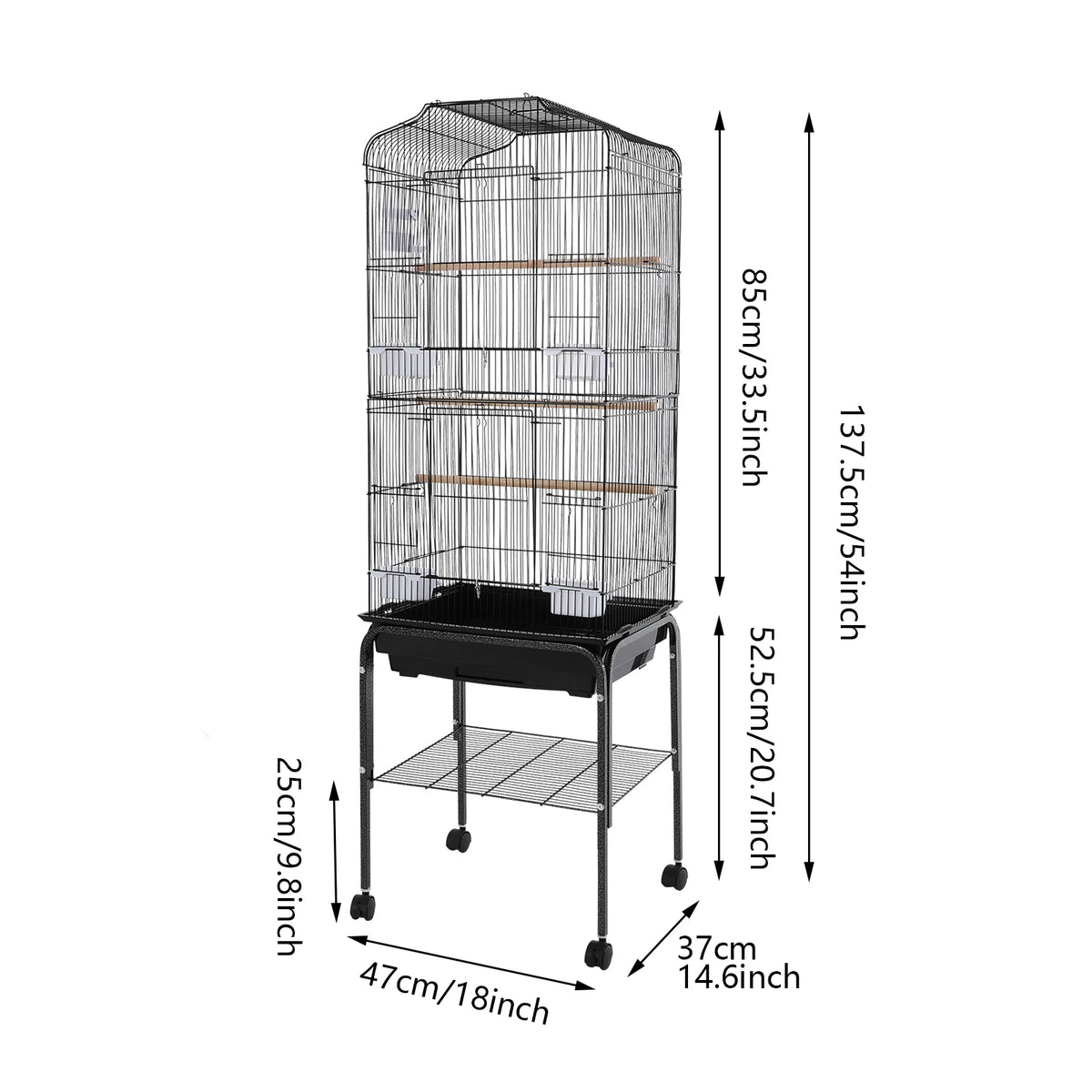 Spacious Iron Bird Cage With Wheels For Cockatiels And Finches