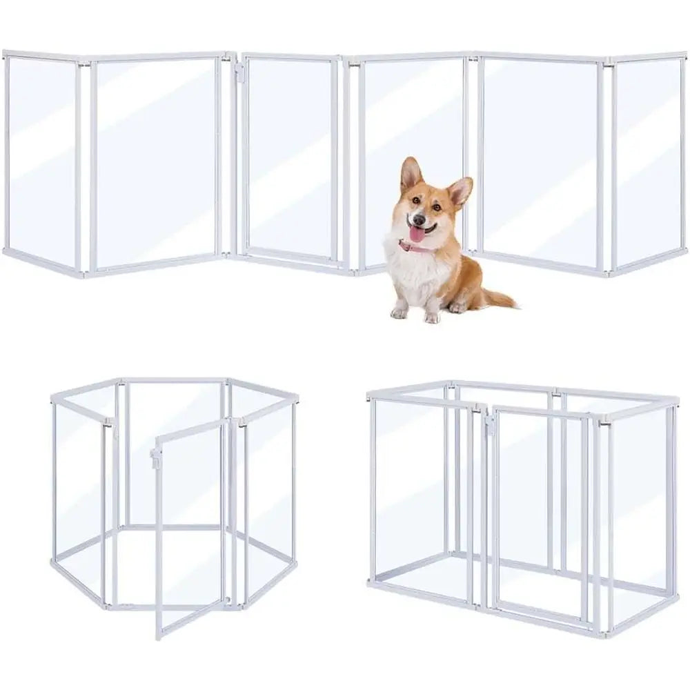 Transparent Acrylic Dog Playpen With Walk Through Gate