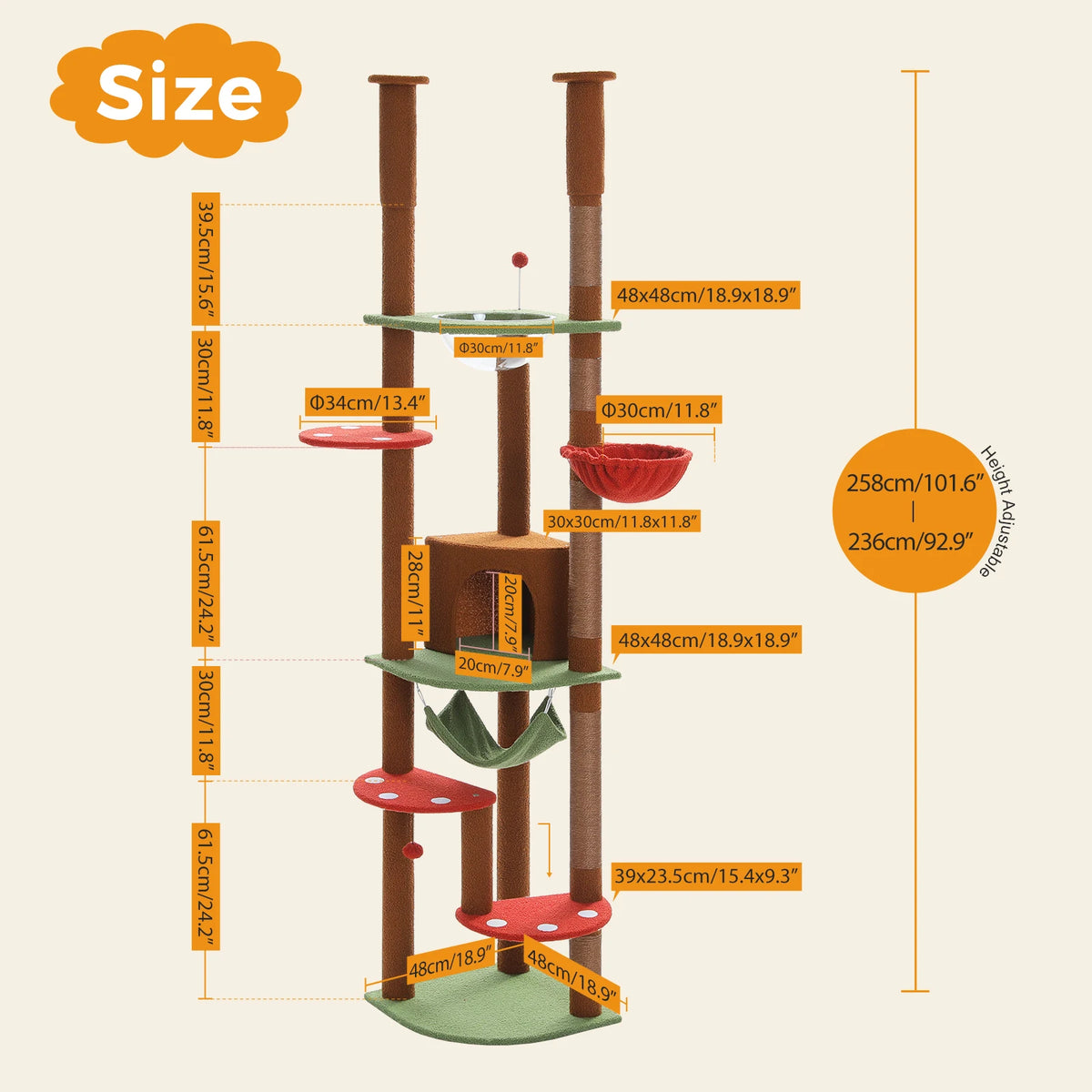 PAWZ Road Multi Level Cat Tree With Scratching Posts Cozy Condo