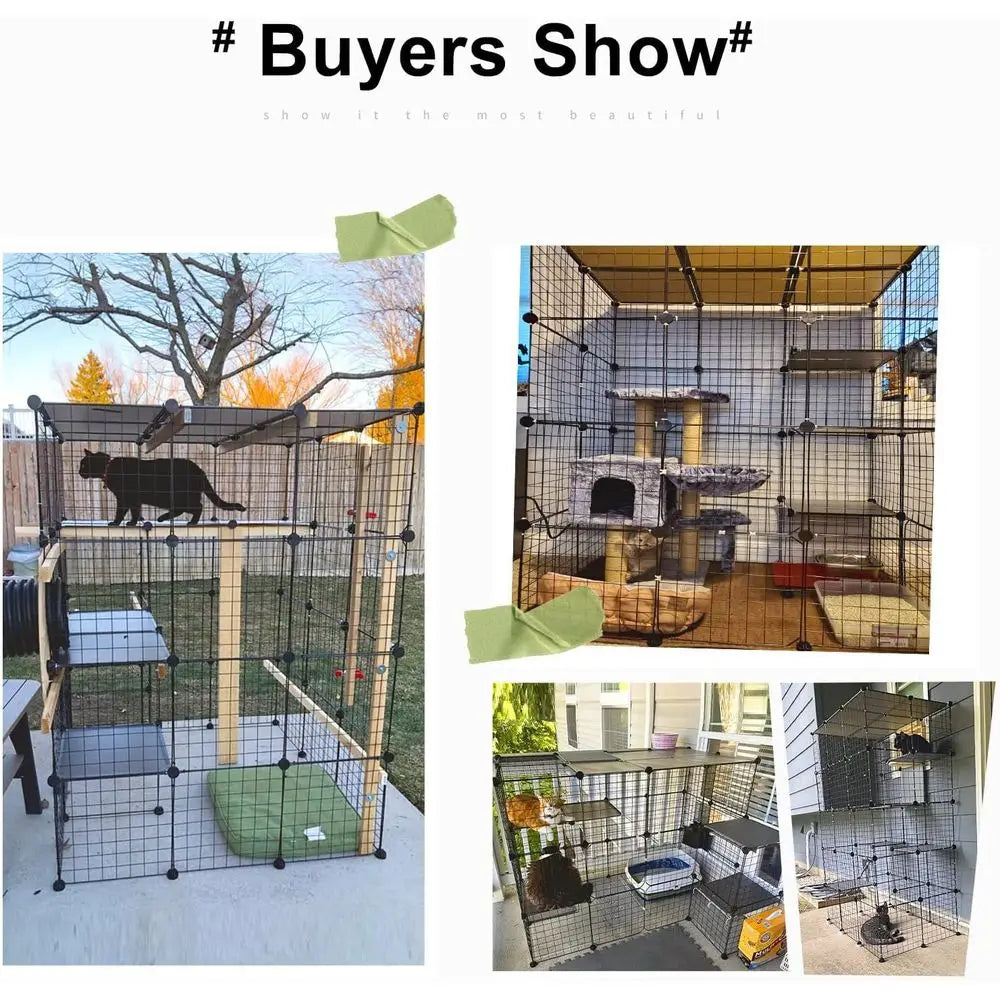 Outdoor Metal Cat Enclosure With Detachable Platforms And Large Door