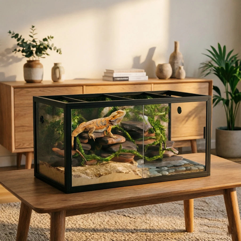 HiMISS Reptile Terrarium With Sliding Glass Doors And Screen Ventilation