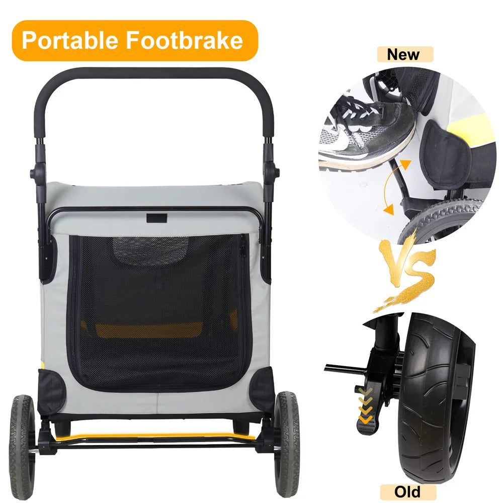 Foldable Four Wheel Pet Dog Stroller Travel Pram Cart