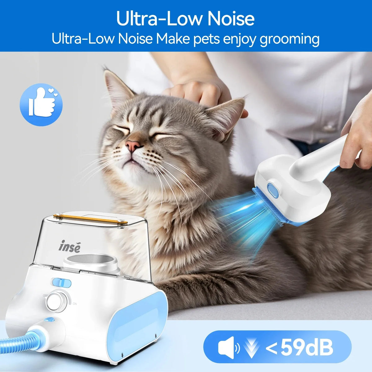 INSE P30 Low Noise Pet Grooming Vacuum With Clipper and Hair Collection