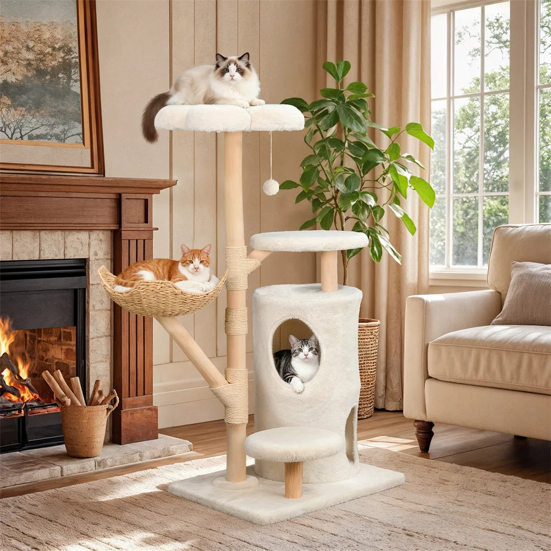 BINGOPAW Multi Level Cat Tree With Hideaways And Scratching Posts