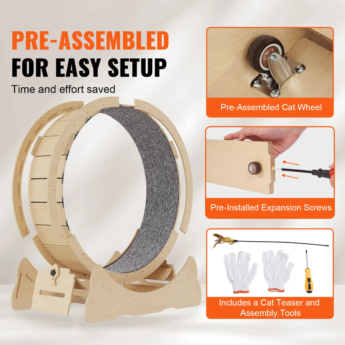 Wooden Cat Exercise Wheel For Indoor Running Activity