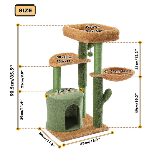 PAWZ Road Cactus Cat Tree With Condo And Scratching Post