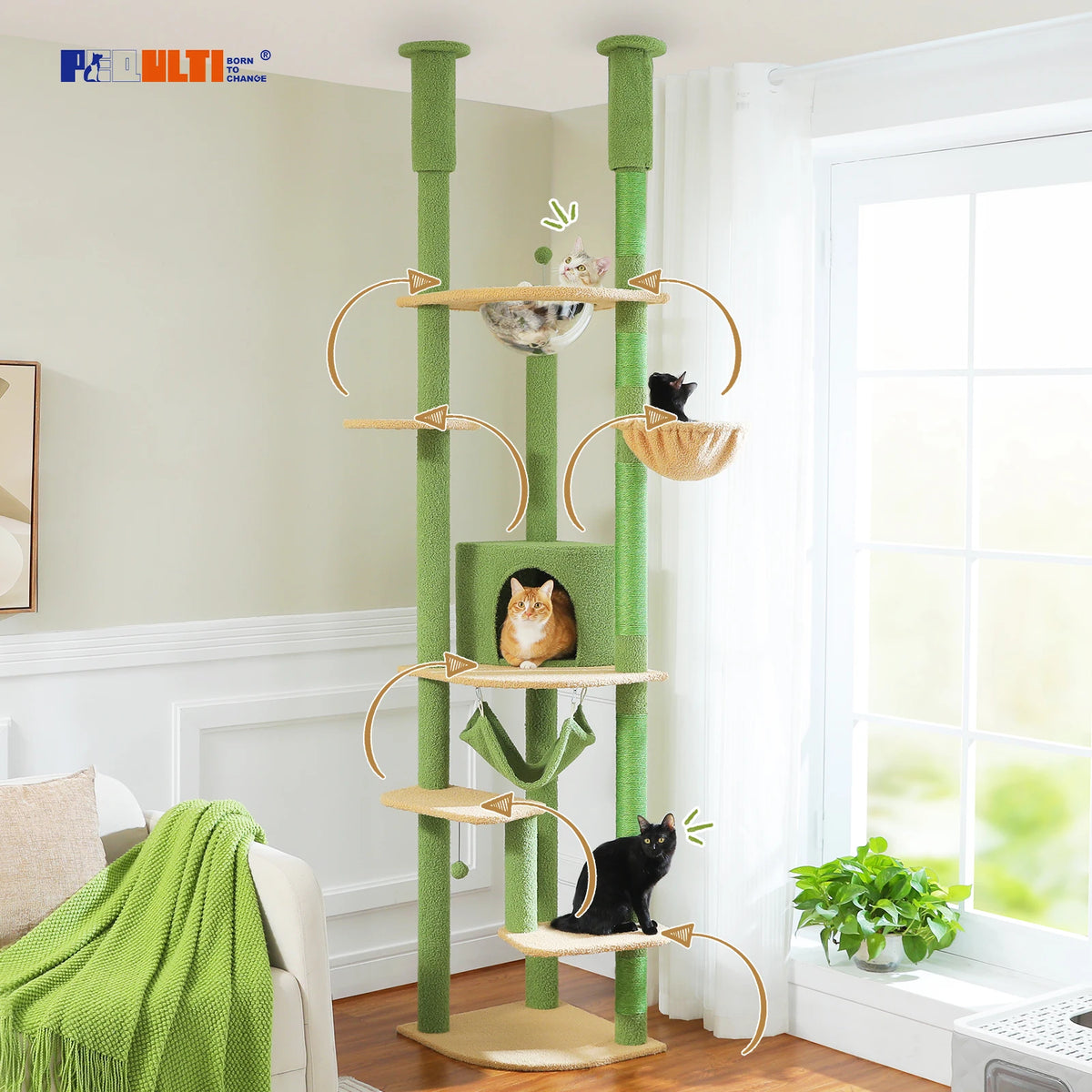 PAWZ Road Multi Level Cat Tree With Scratching Posts Cozy Condo