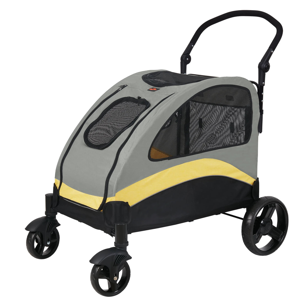 BINGOPAW Foldable Four Wheel Pet Stroller Carrier for Two Dogs