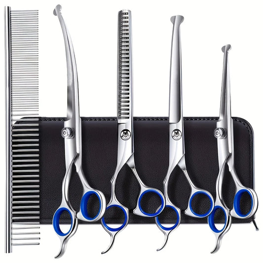 Stainless Steel Pet Grooming Scissors Set With Rounded Safety Tips