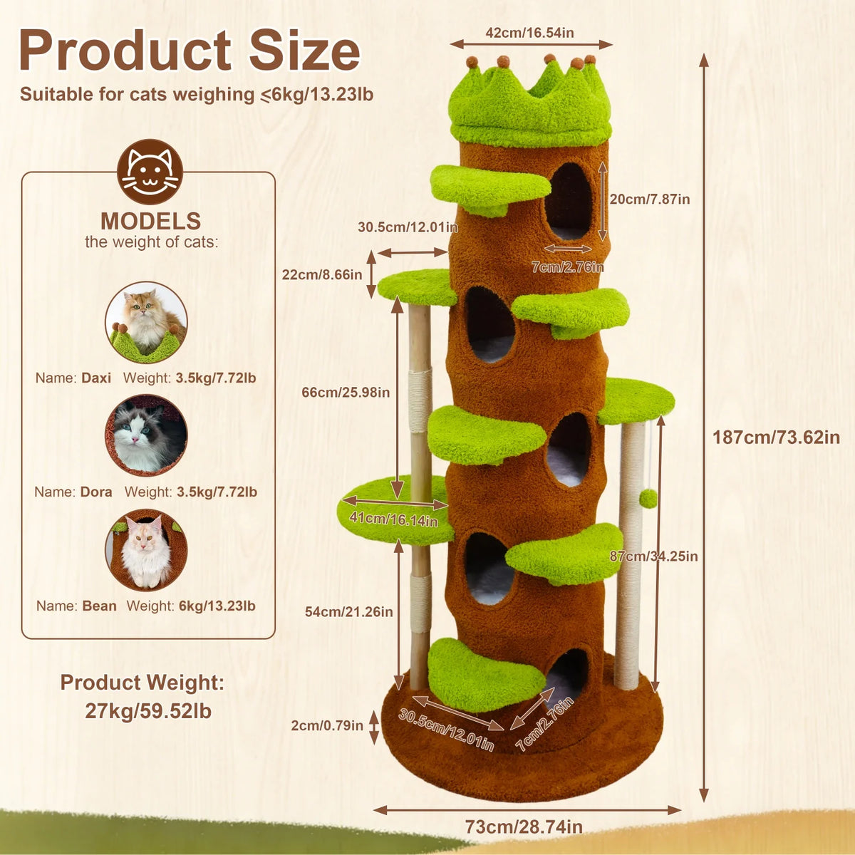 Indoor Cat Tree Tower With Plush Perch Stairs And Condo