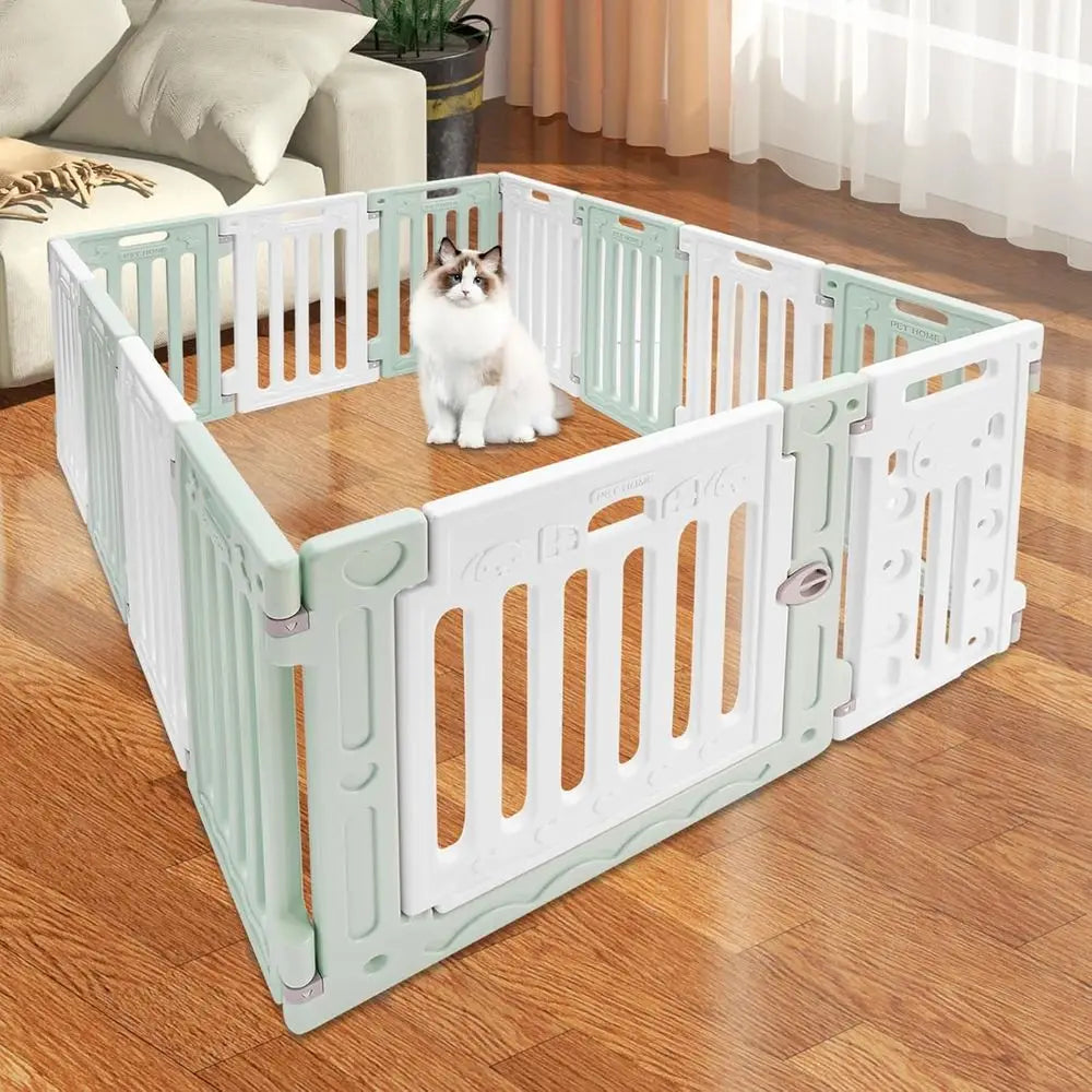 Foldable Plastic Dog Playpen with Door for Indoor Puppy Safety