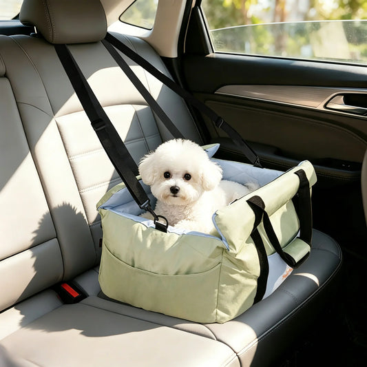 Premium Pet Car Seat With Safety Belt And Storage Pocket