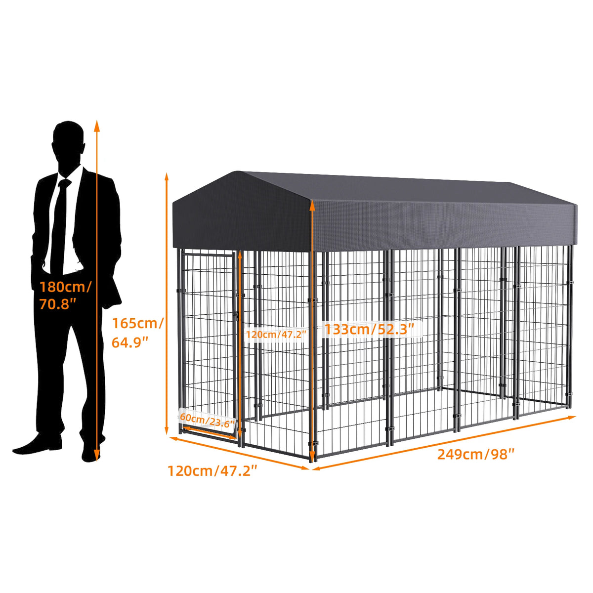 Outdoor Metal Dog Kennel With Waterproof UV Resistant Cover Playpen