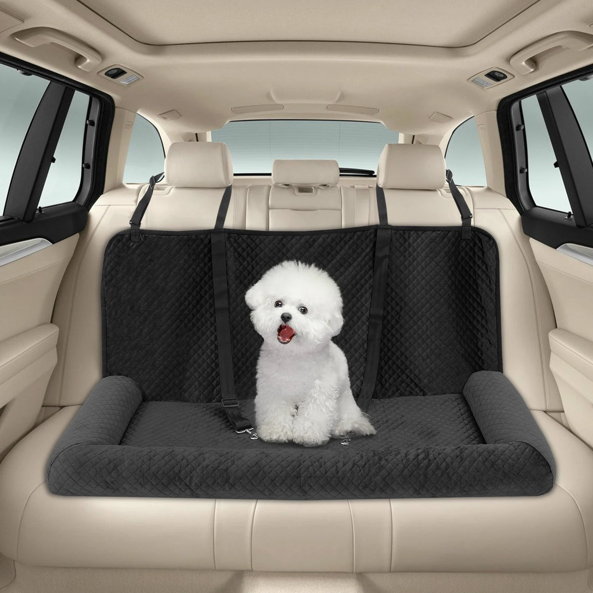 Bymaocar Dog Car Seat Bed With Safety Tethers For Travel